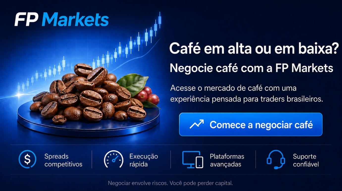Invista com a FP Markets no mercado de café hoje, 27/08/2026